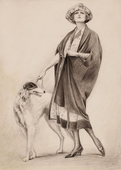 Sheldon Charles Gates Lady Posing with her Dog Default Title