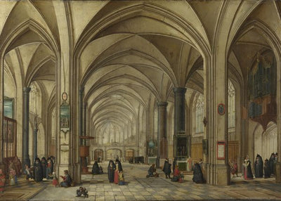 Hendrick van Steenwyck the Younger and Jan Brueghel the Elder, The Interior of a Gothic Church looking East painting Default Title