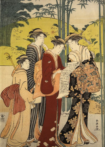 Katsukawa Shuncho Diptych Courtesans And Actors A Parody Of The Seven Sages Of The Bamboo Grove Default Title