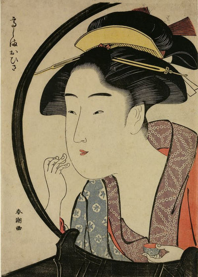 Katsukawa Shuncho Reflection In The Mirror Girls Face From The Tea House Saburo O Hisy Default Title