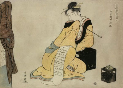 Katsukawa Shuncho, The Girl With A Pipe, Based On Black Box, Reading A Letter Default Title