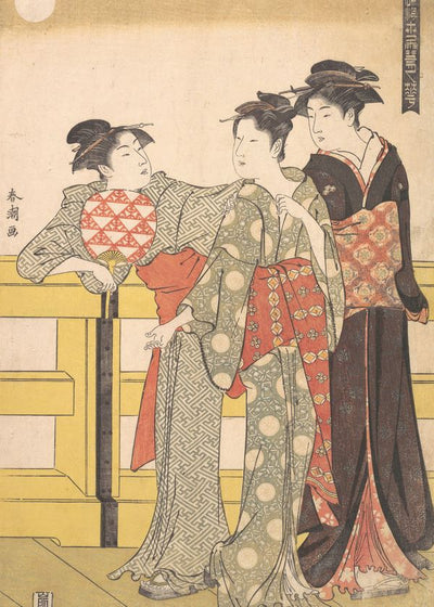 Katsukawa Shuncho Three Women On The Bridge Default Title