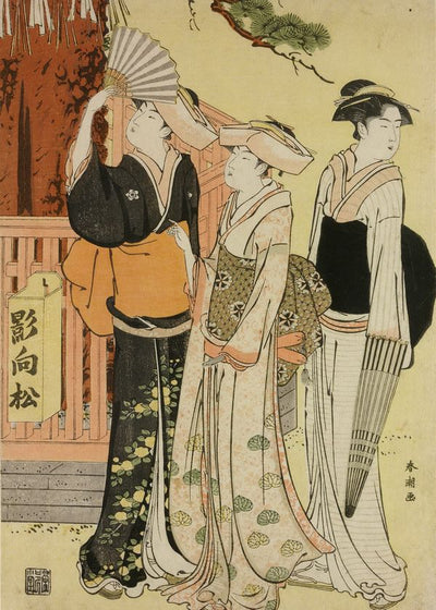 Katsukawa Shuncho Three Young Women At The Base Of The Sacred Pine Default Title