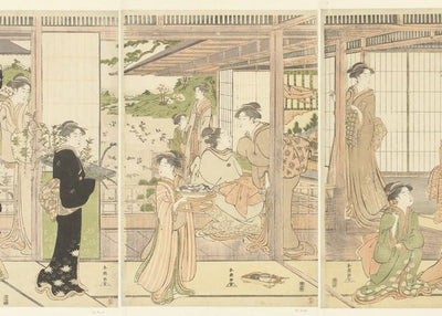 Katsukawa Shuncho, Triptych Scene From A Noble Example Of Womanhood painting Default Title