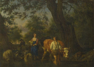 Adriaen van de Velde, Peasants with Cattle fording a Stream Default Title