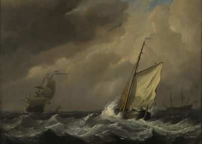 Willem van de Velde, A Small Dutch Vessel close hauled in a Strong Breeze Default Title