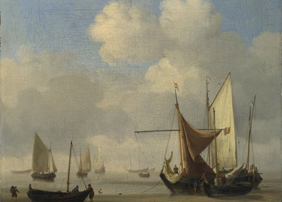 Willem van de Velde, Small Dutch Vessels Aground at Low Water in a Calm Default Title