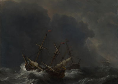Willem van de Velde, Three Ships in a Gale Default Title