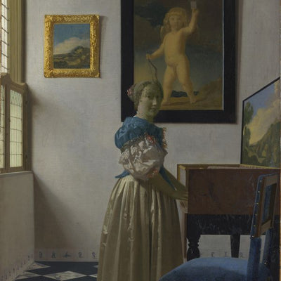 Johannes Vermeer, A Young Woman standing at a Virginal Default Title