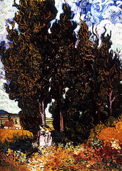 1889 Vincent Van Gogh Cypres Avec Deux Personnages Default Title