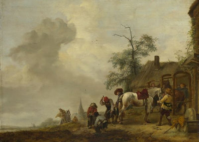 Philips Wouwermans, A Horse being Shod outside a Village Smithy Default Title
