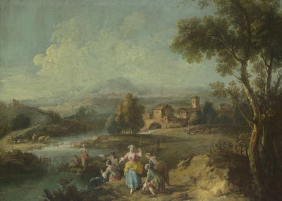 Giuseppe Zais, Landscape with a Group of Figures Fishing Default Title