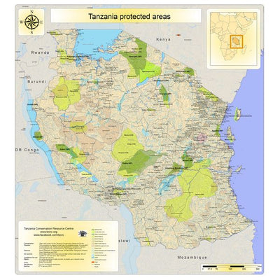 Mape Tanzanija prikaz nacionalnih parkova Default Title