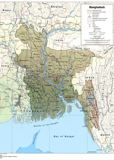 Mape Banglades reljefni prikaz Default Title