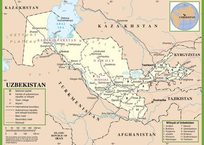 Mape Uzbekistan politicka Default Title