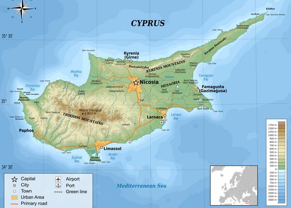 Mape Kipar fizicka mapa – Posteraj - štampa i uramljivanje