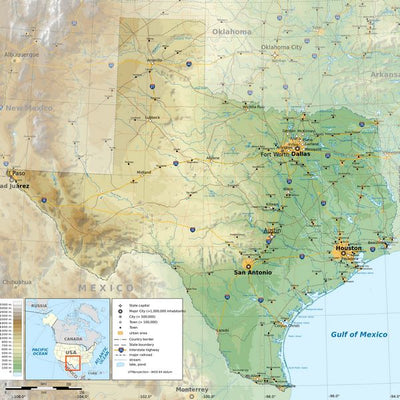 Mape Teksas fizicka mapa Default Title