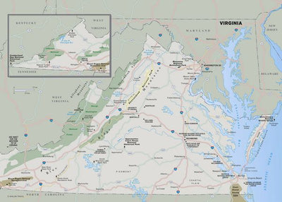 Mape Virdzinija prikaz gradova i nacionalnih parkova Default Title
