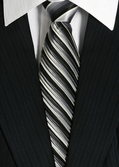 Muska moda crna prugasta kravata Default Title