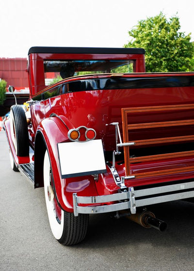 Automobili vintage art crvene boje i drvo Default Title